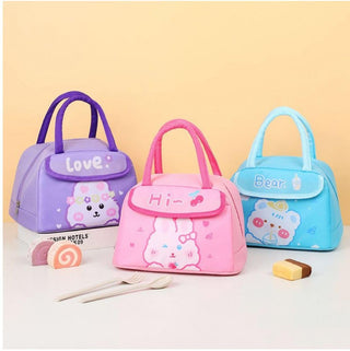 Cute Design Lunch Bag with Front Pocket for Kids (Bunny Purple)