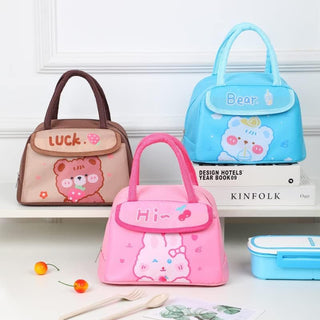 Cute Design Lunch Bag with Front Pocket for Kids (Bunny Purple)