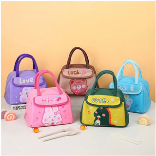 Cute Design Lunch Bag with Front Pocket for Kids (Bunny Purple)