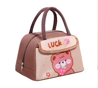 Cute Design Lunch Bag with Front Pocket for Kids (Bear Brown)