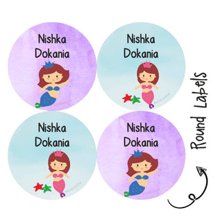 Round Waterproof Label - Cute Mermaid (70 Pcs) (PREPAID ONLY)