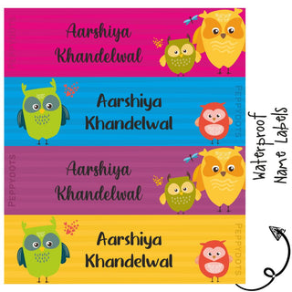 Waterproof Labels - CUTE OWLS - Pack of 88 labels - PREPAID ONLY