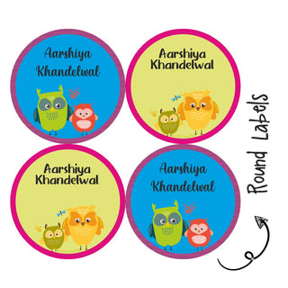 Round Waterproof label - Cute Owls (70 Pcs) (PREPAID ONLY)