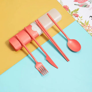 Wheat Straw Material Portable Travel Cutlery Set 5pc