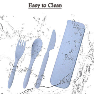 Wheat Straw Material Portable Travel Cutlery Set 3pc