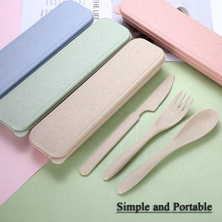 Wheat Straw Material Portable Travel Cutlery Set 3pc