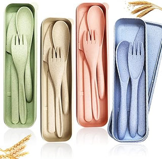 Wheat Straw Material Portable Travel Cutlery Set 3pc