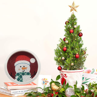 Round Sparkling Diamond Painting Kits with Easel Stand- Adorable DIY Art Kit (Christmas)