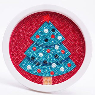 Round Sparkling Diamond Painting Kits with Easel Stand- Adorable DIY Art Kit (Christmas)