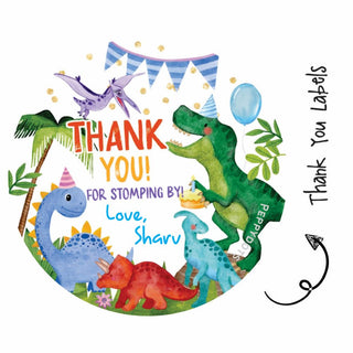 Round Thank You Label - Dino Party (24 Pcs) (PREPAID ONLY)