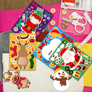 12 Random Sheets DIY Christmas Stickers – Make-a-Face Holiday Craft for Kids