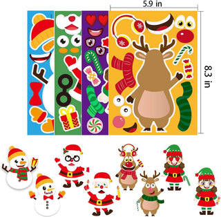 12 Random Sheets DIY Christmas Stickers – Make-a-Face Holiday Craft for Kids