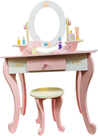 Wooden Dresser Table Set with Chair & Accessories for Pretend Play