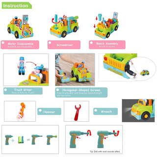 Multifunctional Assemble and Disassemble Truck with Electric Drill and Tools for Kids