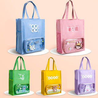 Cute Hand Carry Children's Tutorial Bag Super Large Capacity (Square Zip)