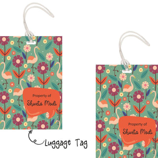 Luggage Tags - Flamingo Flowers - Pack of 2 Tags - PREPAID ONLY