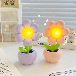 Small Flower Pot Design Table Desk LED Lamp (1pc) (Random Color)