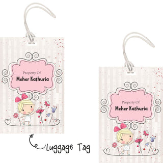 Luggage Tags - Girl with butterfly - Pack of 2 Tags - PREPAID ONLY