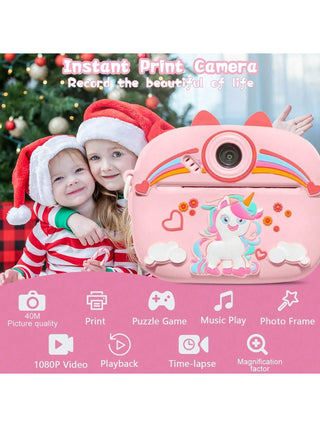 3D Unicorn-Theme Printed Instant Print Camera (Pink)