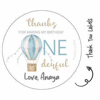 Round Thank You Label - Hot Air Balloon (24 Pcs)