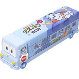 Double Decker Metal Pencil Case with Wheels