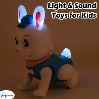 Bunny Walking & Jumping Toy with Flashing Lights and Musical Fun for Babies (Random Colour)