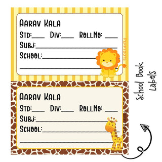 School Book Labels - Jungle - Pack of 36 labels PREPAID ONLY