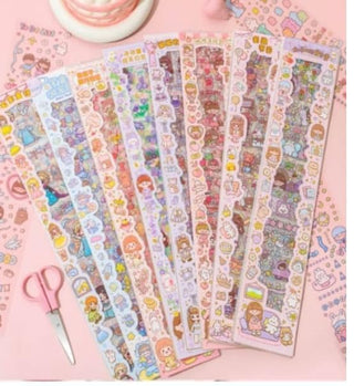 Cute Cartoon Washi Stickers – 40x8 cm Sheets