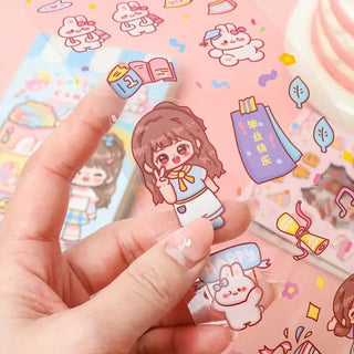 Cute Cartoon Washi Stickers – 40x8 cm Sheets