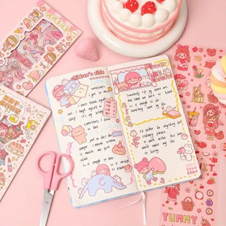 Cute Cartoon Washi Stickers – 40x8 cm Sheets