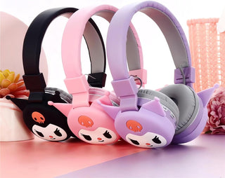 Kuromi Design Wireless Headphones for Kids (Pink)