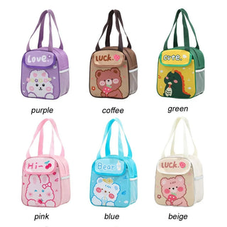 Cute Design Lunch Bag with Front Pocket for Kids (Bunny Pink)