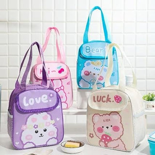 Cute Design Lunch Bag with Front Pocket for Kids (Bunny Pink)