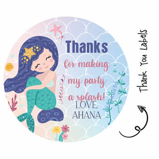 Round Thank You Label - Mermaid (24 Pcs) (PREPAID ONLY)