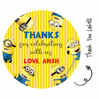 Round Thank You label - Minions (24 Pcs) (PREPAID ONLY)