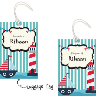 Luggage Tags - Nautical Blue - Pack of 2 Tags - PREPAID ONLY