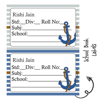 School Book Labels - Nautical - Pack of 36 labels PREPAID ONLY