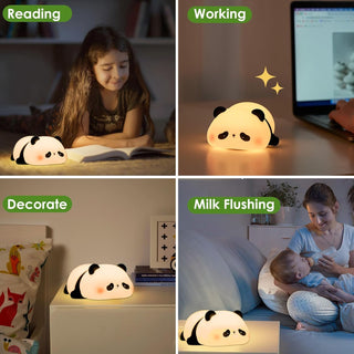 Cute Lazy Panda Design Silicone Night Light