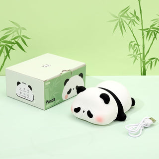 Cute Lazy Panda Design Silicone Night Light