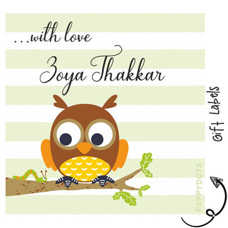 Gift Labels - Owl on a branch (24pcs) (PREPAID ONLY)