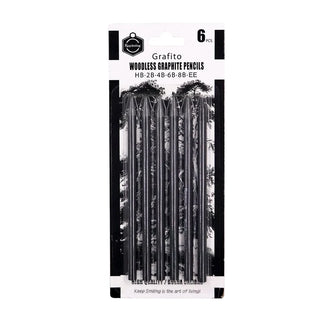 Black Graphite Pencil Set: HB,2B,4B,6B,8B,EE (6 Pieces)