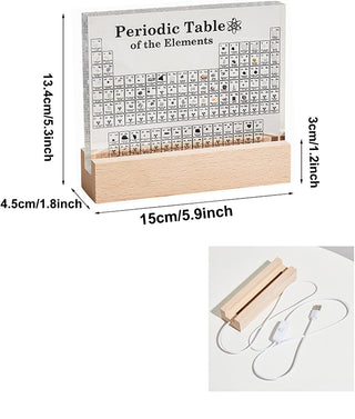 Acrylic Periodic Table Display with Real Elements and LED Lights Base: Perfect Gift for Teachers, Students, and Kids