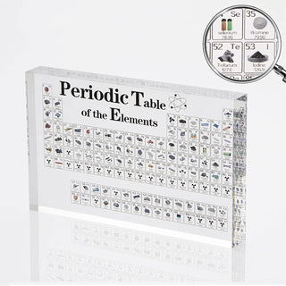 Acrylic Periodic Table Display with Real Elements and LED Lights Base: Perfect Gift for Teachers, Students, and Kids