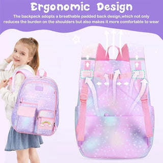 Cute Rainbow Backpack for Small Primary School Kids with Multiple Zip Pockets and Anti-Theft Pocket