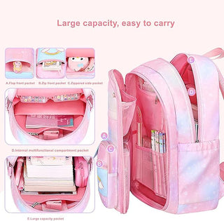 Cute Rainbow Backpack for Small Primary School Kids with Multiple Zip Pockets and Anti-Theft Pocket