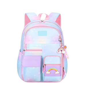 Cute Rainbow Backpack for Small Primary School Kids with Multiple Zip Pockets and Anti-Theft Pocket