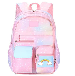 Cute Rainbow Backpack for Small Primary School Kids with Multiple Zip Pockets and Anti-Theft Pocket