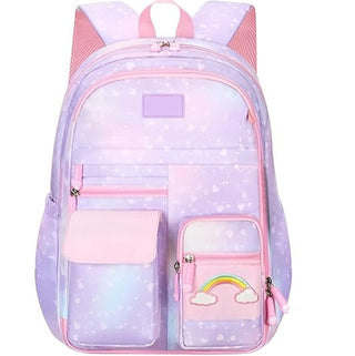 Cute Rainbow Backpack for Small Primary School Kids with Multiple Zip Pockets and Anti-Theft Pocket