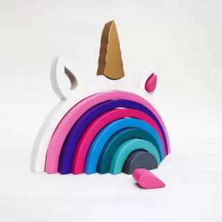 8pc Wooden Unicorn Rainbow Stacking Blocks