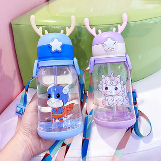 600ml Reindeer Kids Water Bottle – Cute & Leak-Proof with Strap